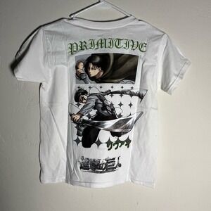 Primitive Attack on Titan Levi Ackerman White Graphic T-Shirt Kids Small NWT